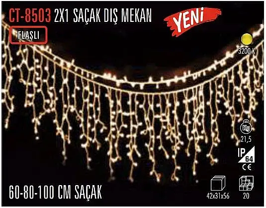 2X1 SAÇAK 152 LEDLİ DIŞ MEKAN GÜNIŞIĞI 60X80X100 CM ( IP65 FLAŞLI ) - 2