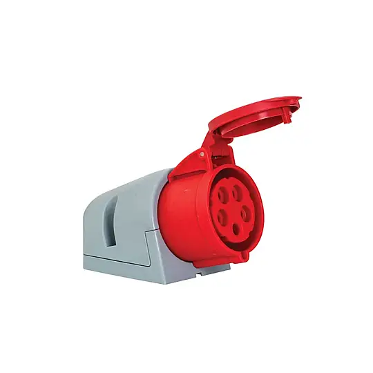 Ever Charger Eğik Duvar Prizi Üç Faz 32 A 400V 3P+N+PE IP44 Kırmızı Vidalı Bağlantı - 5