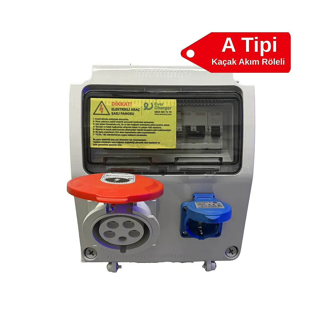 Ever Charger Kombibox Plastik 5x32 Trifaz - A Tipi Kaçak Akım Röleli Sigortalı - 1