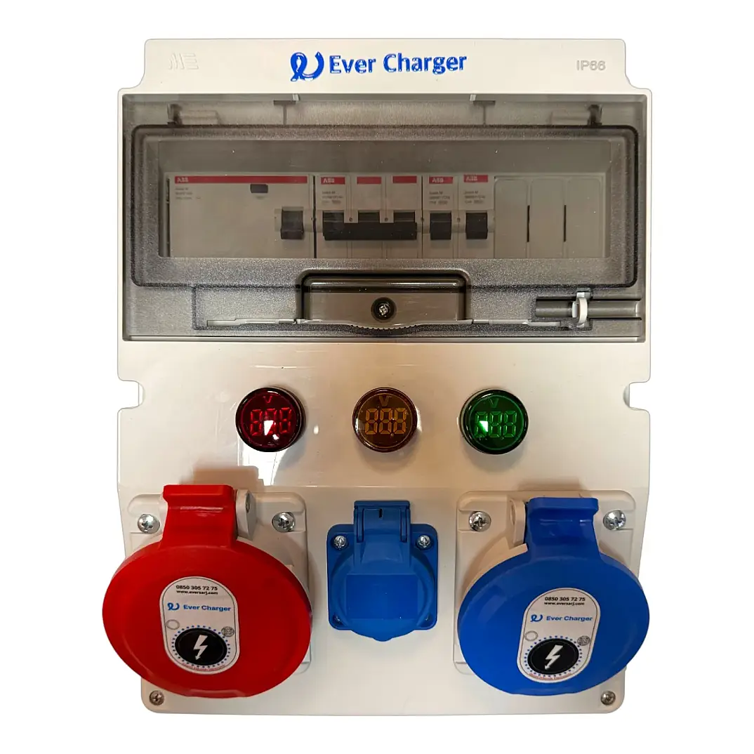 Ever Charger Kombibox Plastik Trifaz+Monofaz - AC Tipi Kaçak Akım Röleli ve Sigortalı - 1
