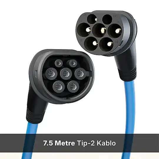 Ever Charger TİP 2 Elektrikli Araç Şarj Kablosu Mavi 7.5 m - 1