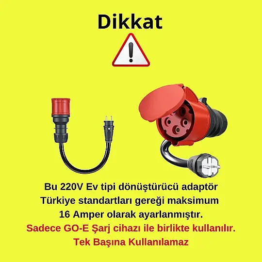 GO-E Charger Gemini Flex Mobil İçin Dönüştürücü 32 A CEE Kırmızı Fişi (5x32) EV Tipi (220V) - 6